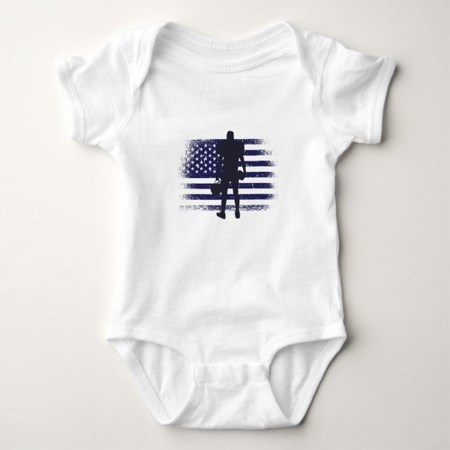 Body Para Bebê American Football Fan Jersey Shirt USA Flag (Frente)