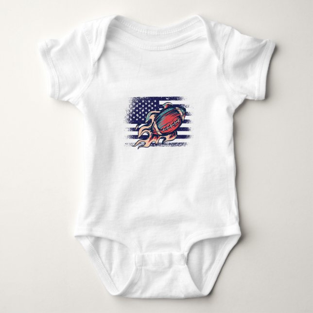 Body Para Bebê American Football Fan Jersey Shirt USA Flag (Frente)