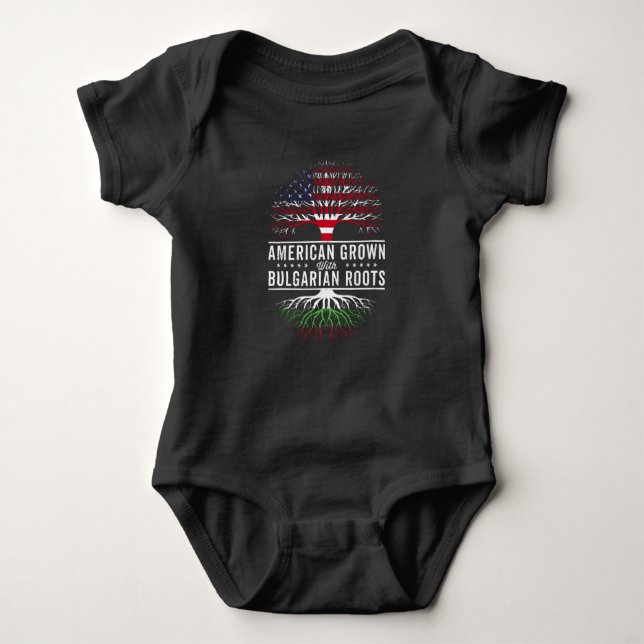 Body Para Bebê American Grown Bulgarian Roots Flag (Frente)