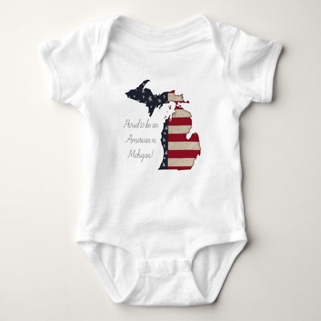 Body Para Bebê Americana Michigan | Orgulho americano em Michigan (Frente)