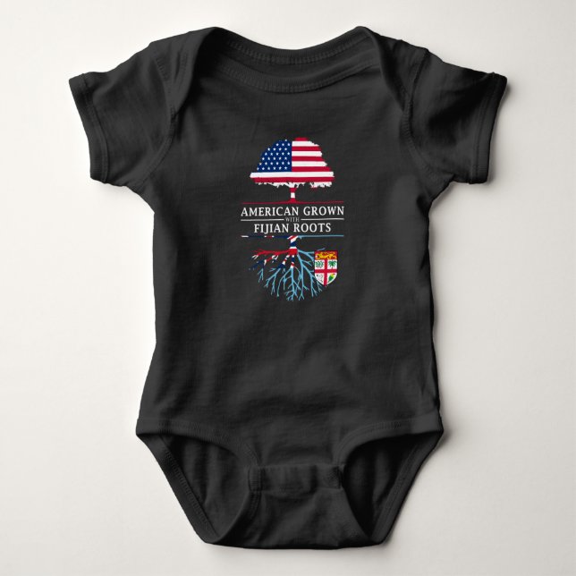 Body Para Bebê Americano crescido com design de Fiji   das raizes (Frente)