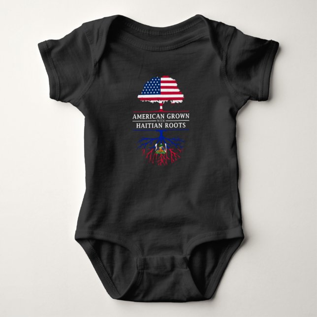 Body Para Bebê Americano crescido com design de Haiti   das (Frente)