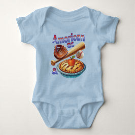 Body Para Bebê Americano divertido como Beball e Apple Pie