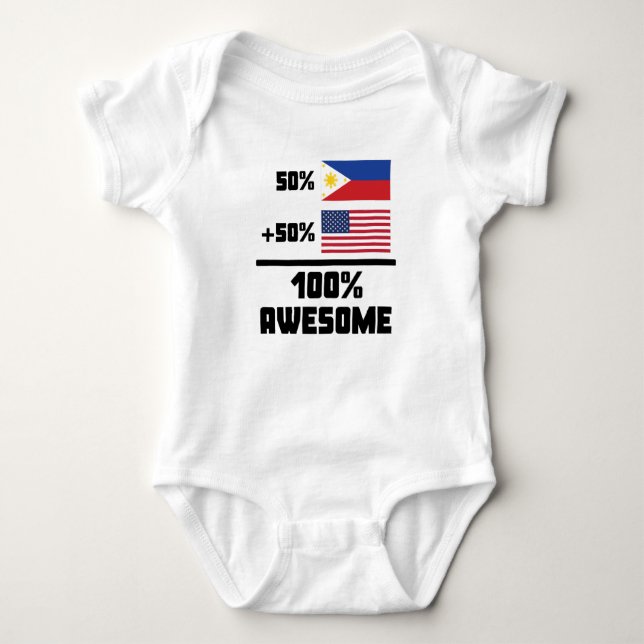 Body Para Bebê Americano do filipino 50% de 50% 100% (Frente)