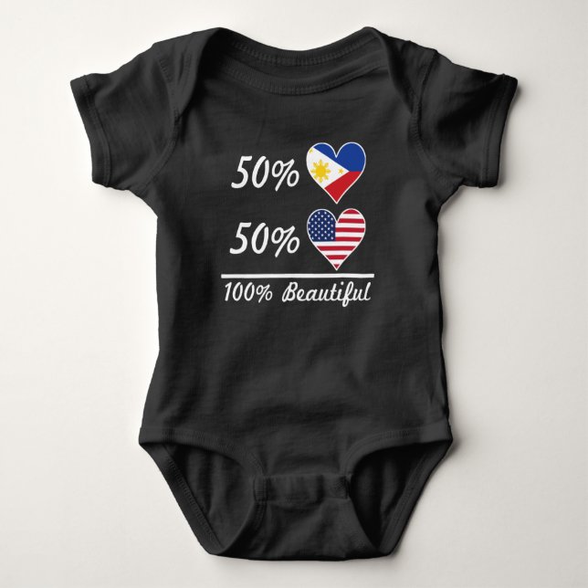 Body Para Bebê Americano do filipino 50% de 50% 100% bonito (Frente)
