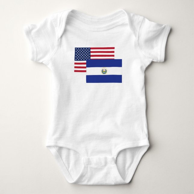 Body Para Bebê Americano e bandeira do EL Salvadorenho (Frente)
