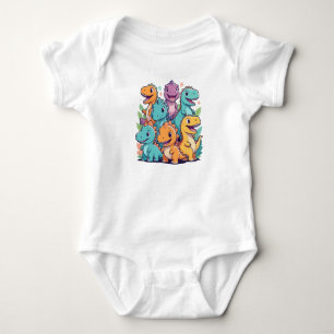 Body Para Bebê Amigos Dino sorrindo - Dinosau Simples e Adorável