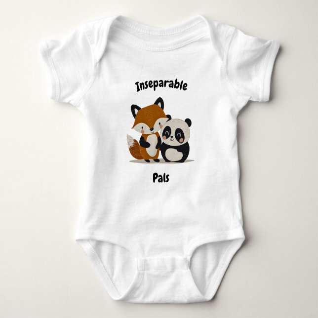 Body Para Bebê Amigos Inseparáveis Raposa & Panda - Animais Fofin (Frente)