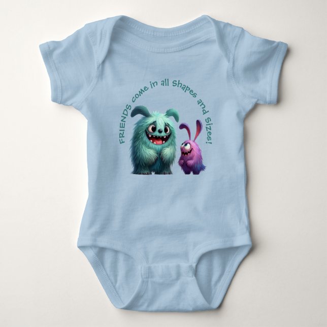 Body Para Bebê Amigos monstros: Suzi & Bob (Frente)