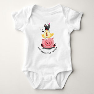 Body Para Bebê Amigos Piggy, Pintinho e Bebê Rato