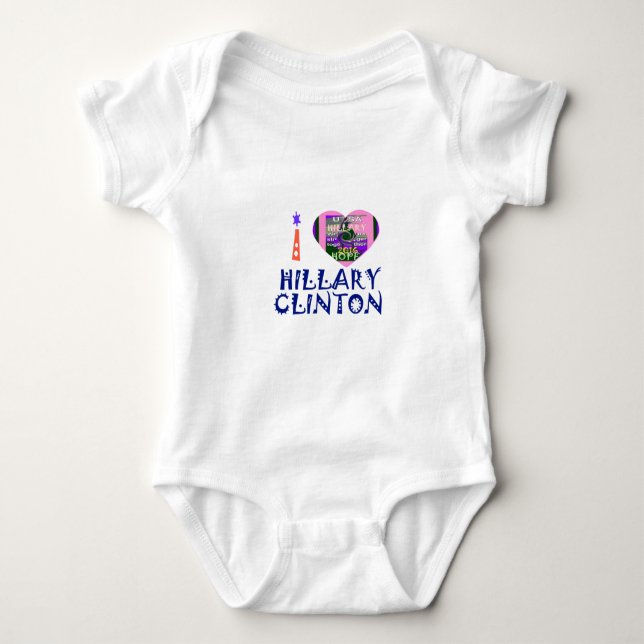 Body Para Bebê Amo Hillary Clinton para o presidente americano He (Frente)