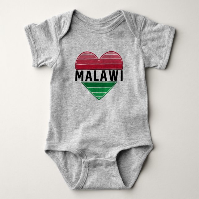 Body Para Bebê Amo Malawi, Coração Malawi (Frente)