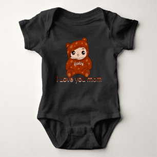 Body Para Bebê Amo-te Mãe, coração, texto personalizado MOM Baby 