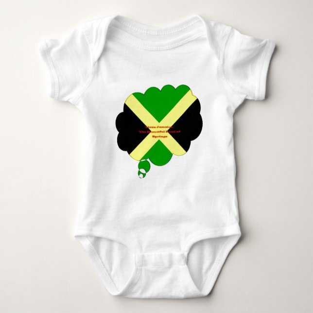 Body Para Bebê Amo Texto Jamaica no Flag Art Impressão (Frente)