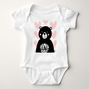 Body Para Bebê Amo você Beary Muito Urso Fofo Rosa Coração Femini