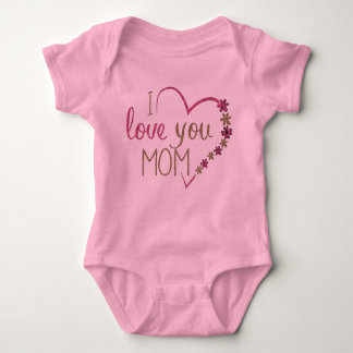 Body Para Bebê Amo você mãe coração floral