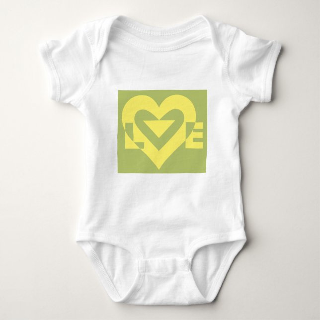 Body Para Bebê Amor Amarelo em Sage Green (Frente)