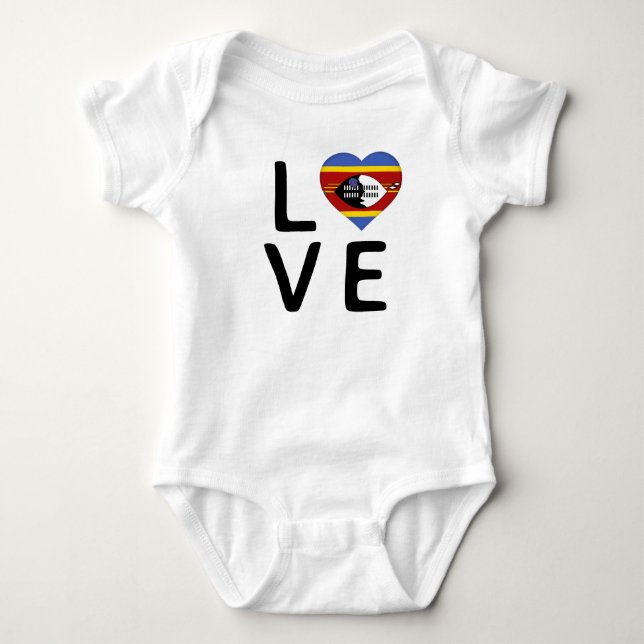 Body Para Bebê Amor - Bandeira da Suazilândia (Frente)