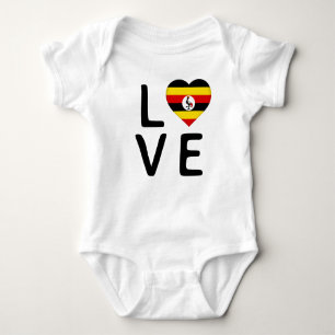 Body Para Bebê Amor - Bandeira de Uganda