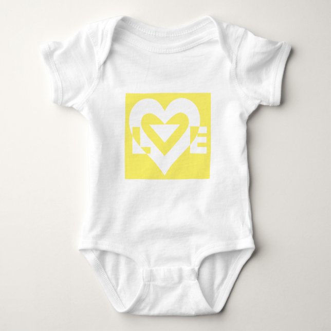 Body Para Bebê Amor Branco em Amarelo (Frente)