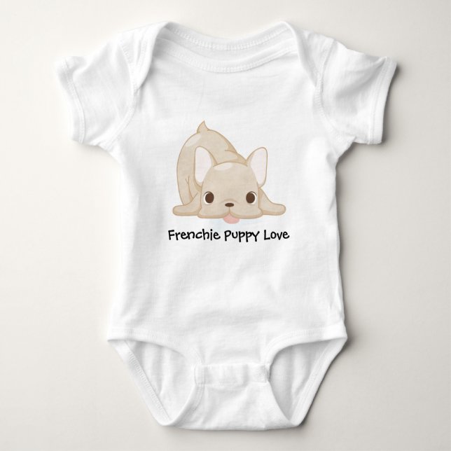 Body Para Bebê Amor de filhote de cachorro de Frenchie (Frente)