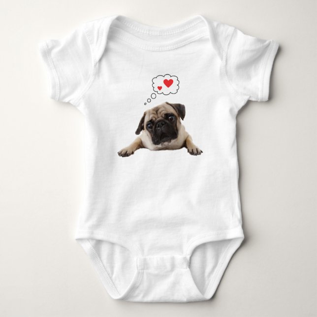 Body Para Bebê Amor do Pug uma parte (Frente)