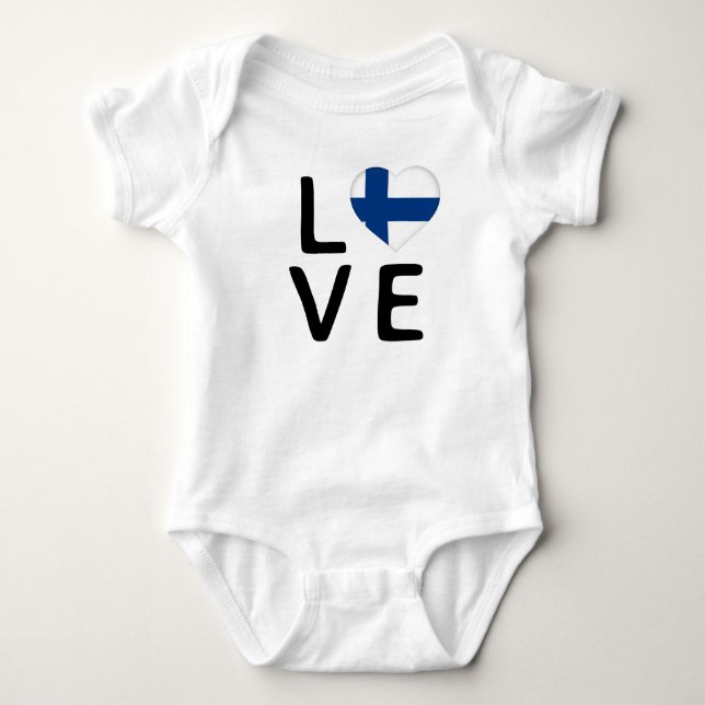 Body Para Bebê Amor - Finlândia Flag (Frente)