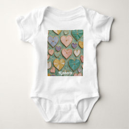 Body Para Bebê Amor Mosaico: Corações Pastel