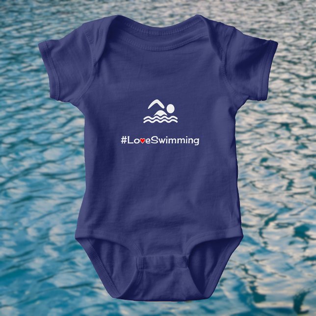 Body Para Bebê Amor Nadando nadador (Royal blue color bodysuit)