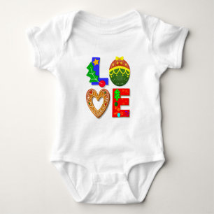 Body Para Bebê Amor Natal, Cookies Xmas Gingerbird Typo