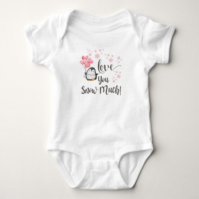 Body Para Bebê Amor - Pinguim Namorados Bonito Personalizado (Frente)