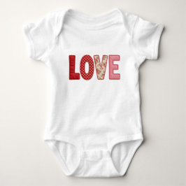 Body Para Bebê Amor Remendado Desenho de Costura de Têxtil PNG