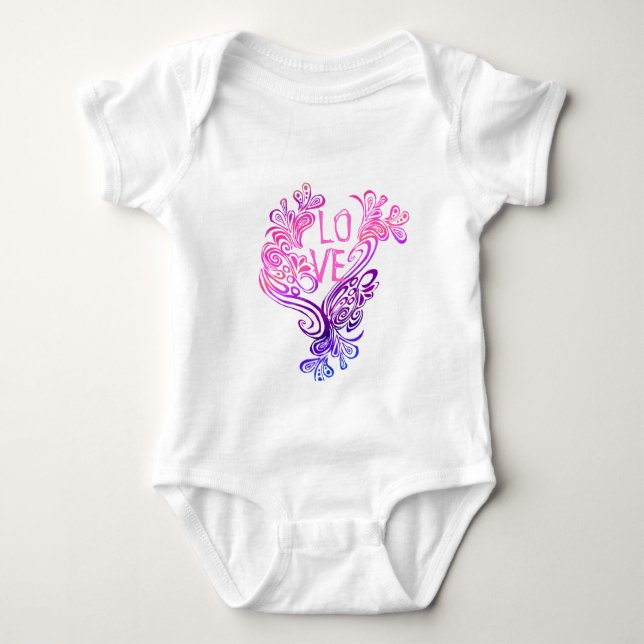 Body Para Bebê Amor roxo e rosa (Frente)