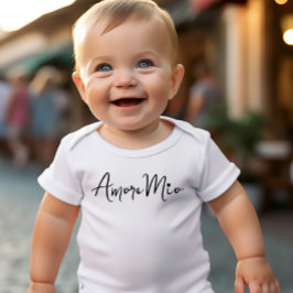 Body Para Bebê Amore Mio Chic Black Script on White