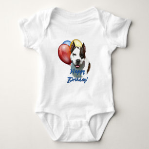 Body Para Bebê AmStaff Feliz Balão de Aniversário.