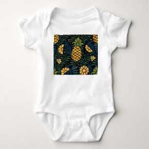 Body Para Bebê Ananases, palmeiras: padrão tropical.