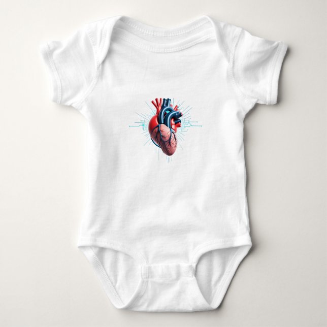 Body Para Bebê Anatomical Heart with EKG – Medical Art Design (Frente)