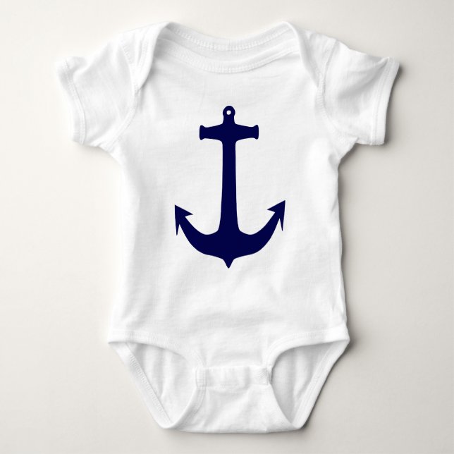 Body Para Bebê âncora azul padrão náutico (Frente)
