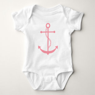 Body Para Bebê Âncora cor-de-rosa