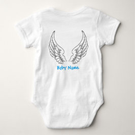 Body Para Bebê Angel Wings Baby Name Blue Bodface Grey