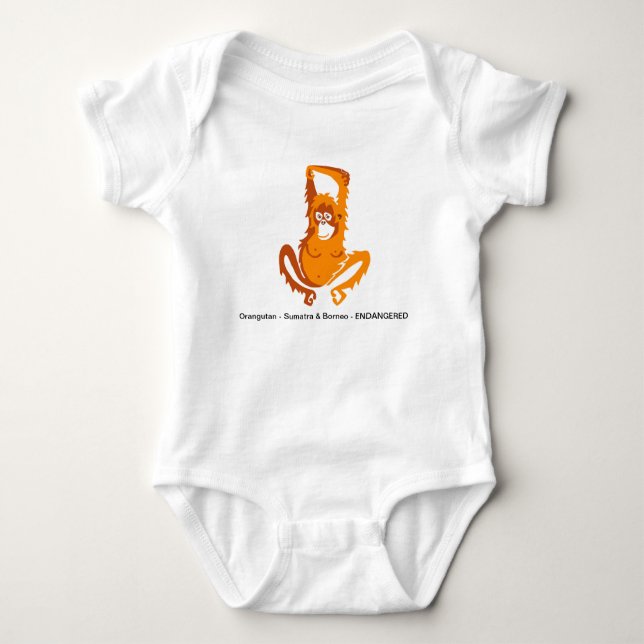 Body Para Bebê Animais ameaçados - Camisa-T-ORANGUTAN-Gafanhota (Frente)
