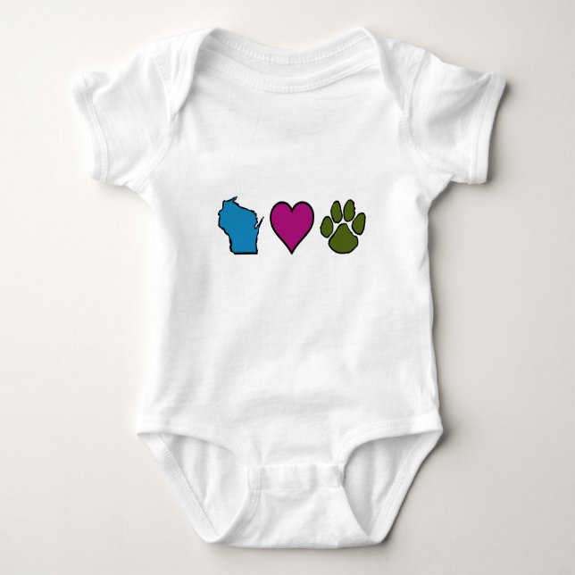 Body Para Bebê Animais dos corações de Wisconsin (Frente)