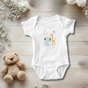 Body Para Bebê Animais Personalizados Elefante Girafa Pássaro Men