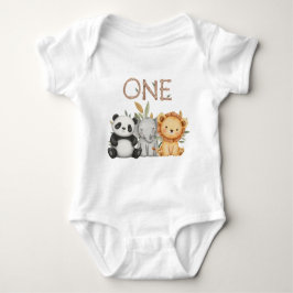 Body Para Bebê Animais Selvagens Tropicais de Pastel, Uma Selva S