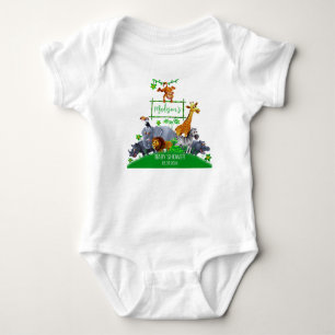 Body Para Bebê Animais Selvagens Um Jardim verde selva safari inv