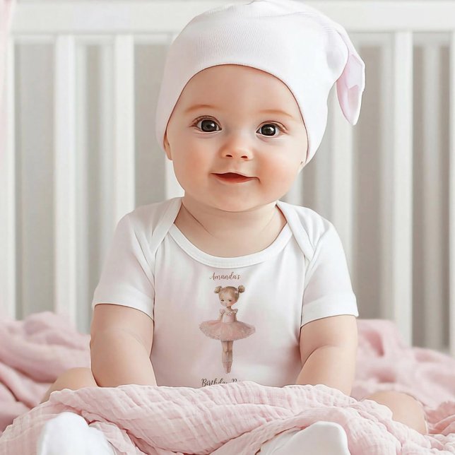 Body Para Bebê Aniversário da Bailarina Doce Rosa (Criador carregado)