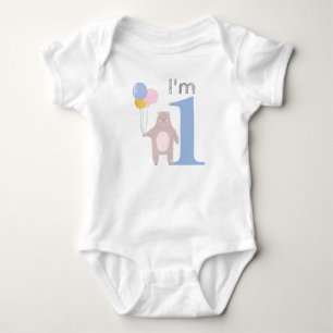 Body Para Bebê Aniversário de 1 ano do Bebê Urso Engraçado Com Ba