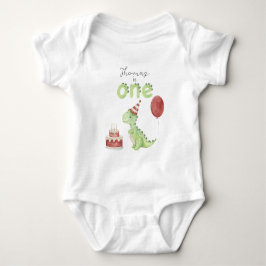 Body Para Bebê Aniversário de 1 ano do dinossauro aquarela