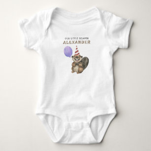 Body Para Bebê Aniversário de 1 ano do nosso pequeno castor