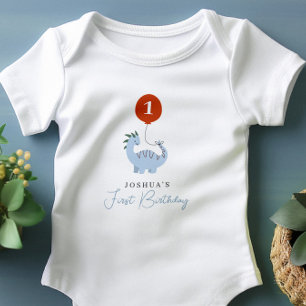 Body Para Bebê Aniversário de 1 ano dos Meninos Dinossauros